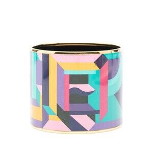 Hermes Emaille Enamel Bracelet Gold Multicolor Plated